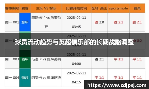 球员流动趋势与英超俱乐部的长期战略调整